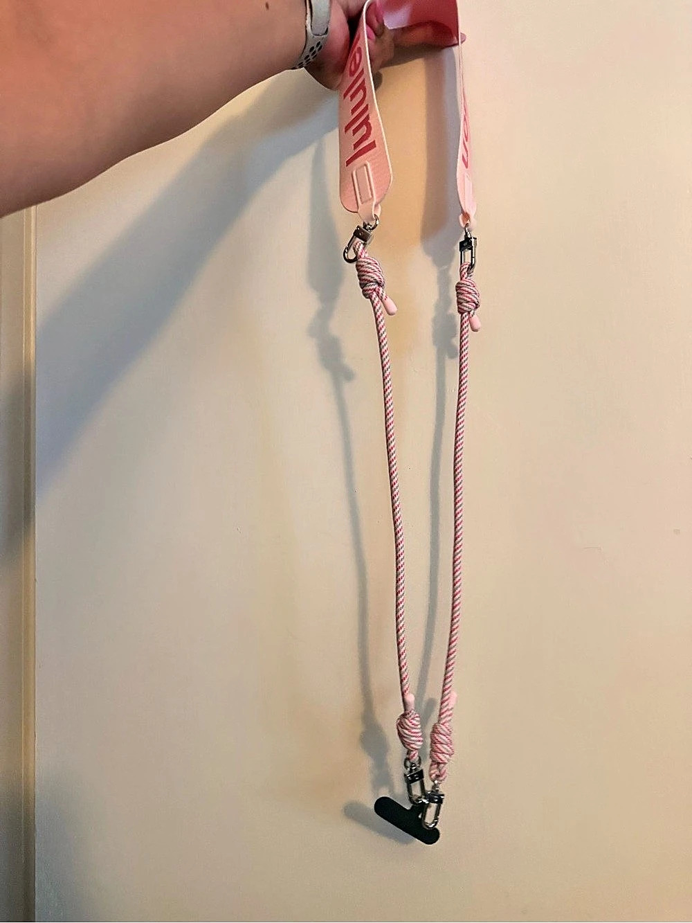 lululemon Pink & White Striped Lanyard Like New